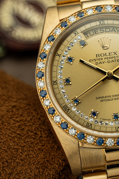 Rolex Day-Date 36mm Rare Factory Sapphire & Diamonds - Ref. 18148