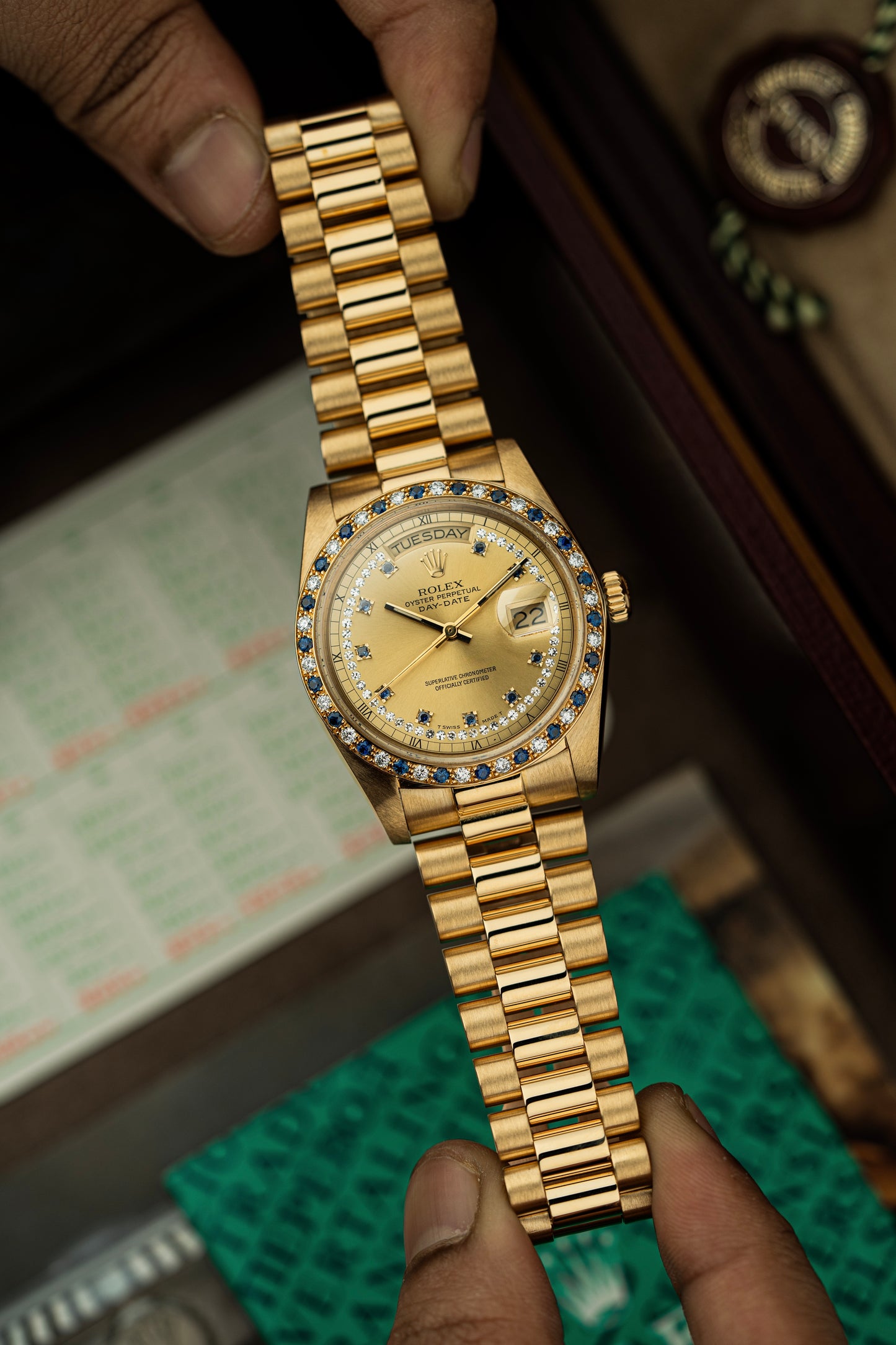 Rolex Day-Date 36mm Rare Factory Sapphire & Diamonds - Ref. 18148