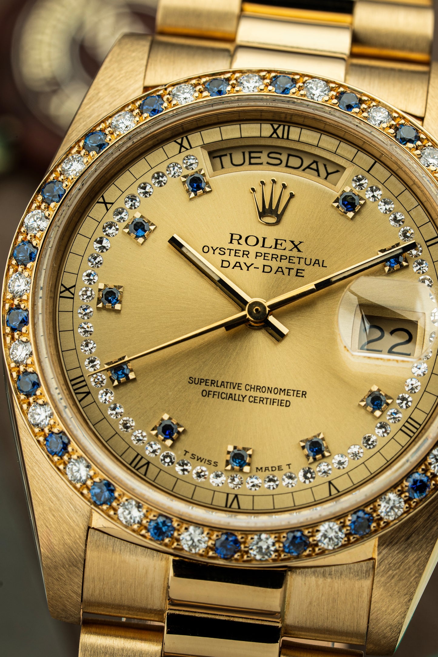 Rolex Day-Date 36mm Rare Factory Sapphire & Diamonds - Ref. 18148