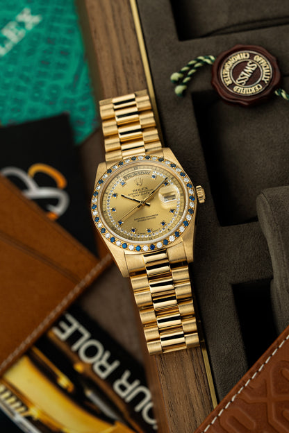 Rolex Day-Date 36mm Rare Factory Sapphire & Diamonds - Ref. 18148
