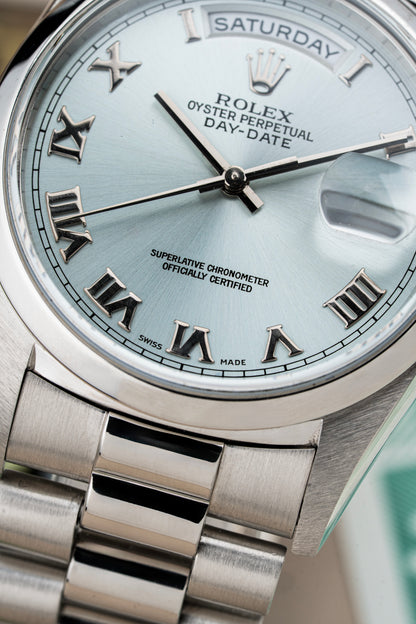 Rolex Day-Date 36mm Platinum Ice-Blue - Ref. 18206