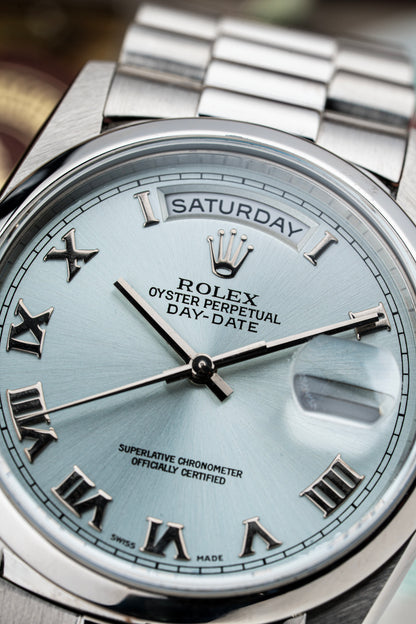 Rolex Day-Date 36mm Platinum Ice-Blue - Ref. 18206